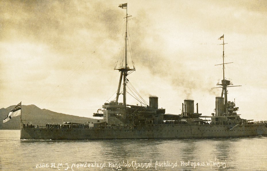 H.M.S. New Zealand, Rangitoto Channel, Auckland.